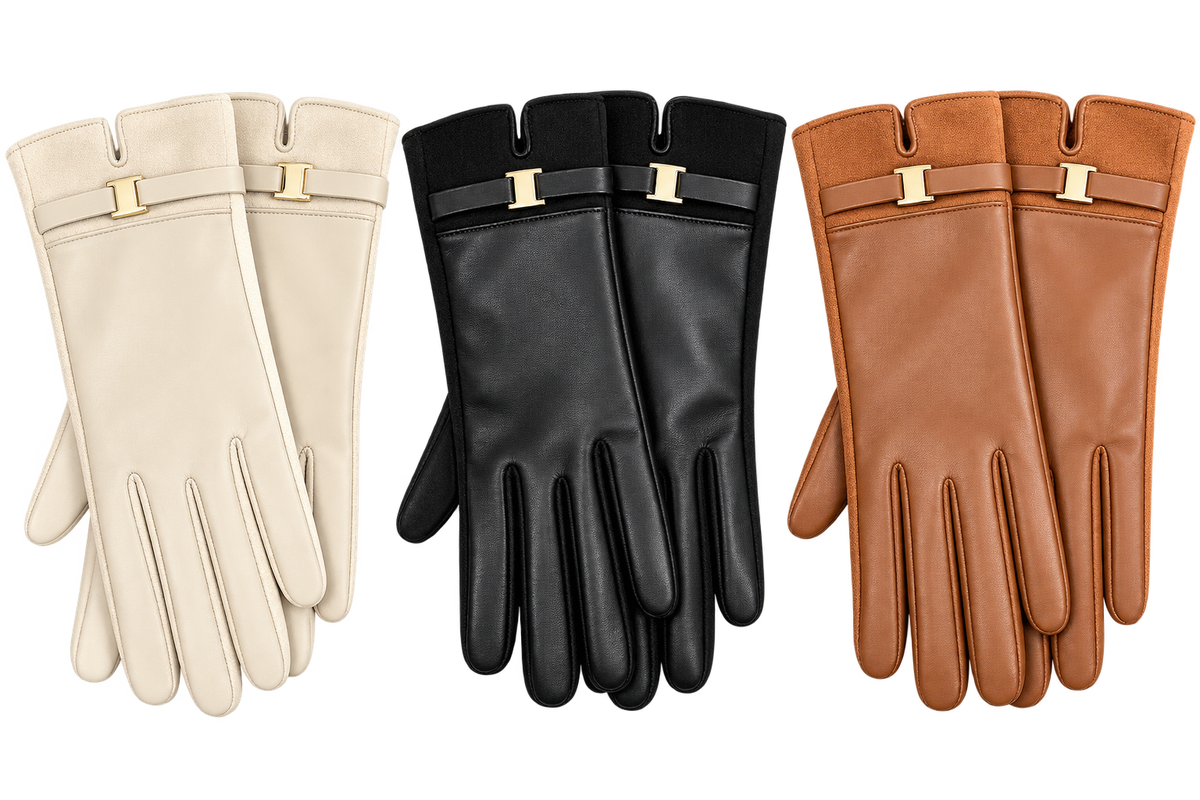 Vegan leather buckle glove