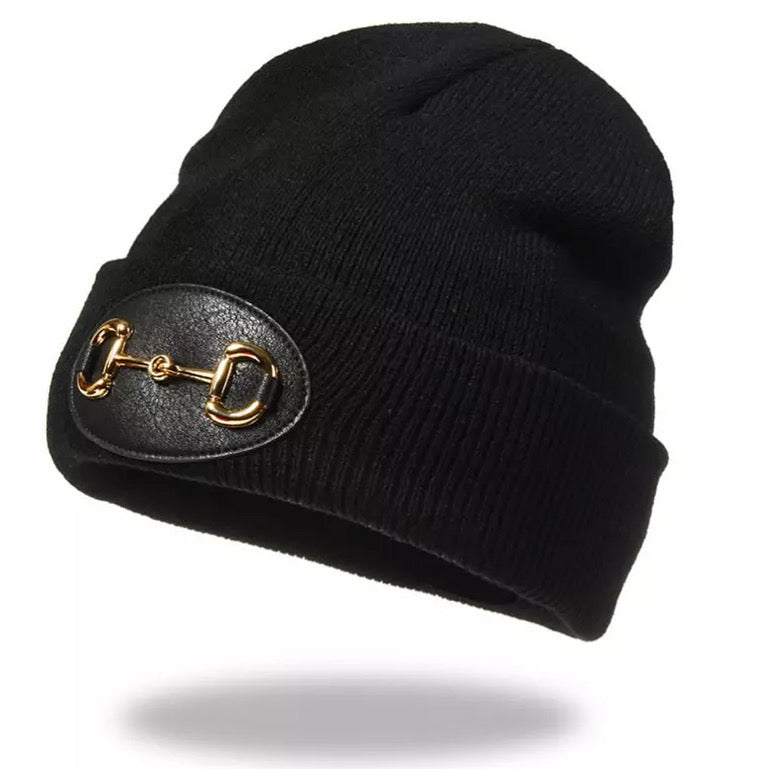 Gold buckle beanie