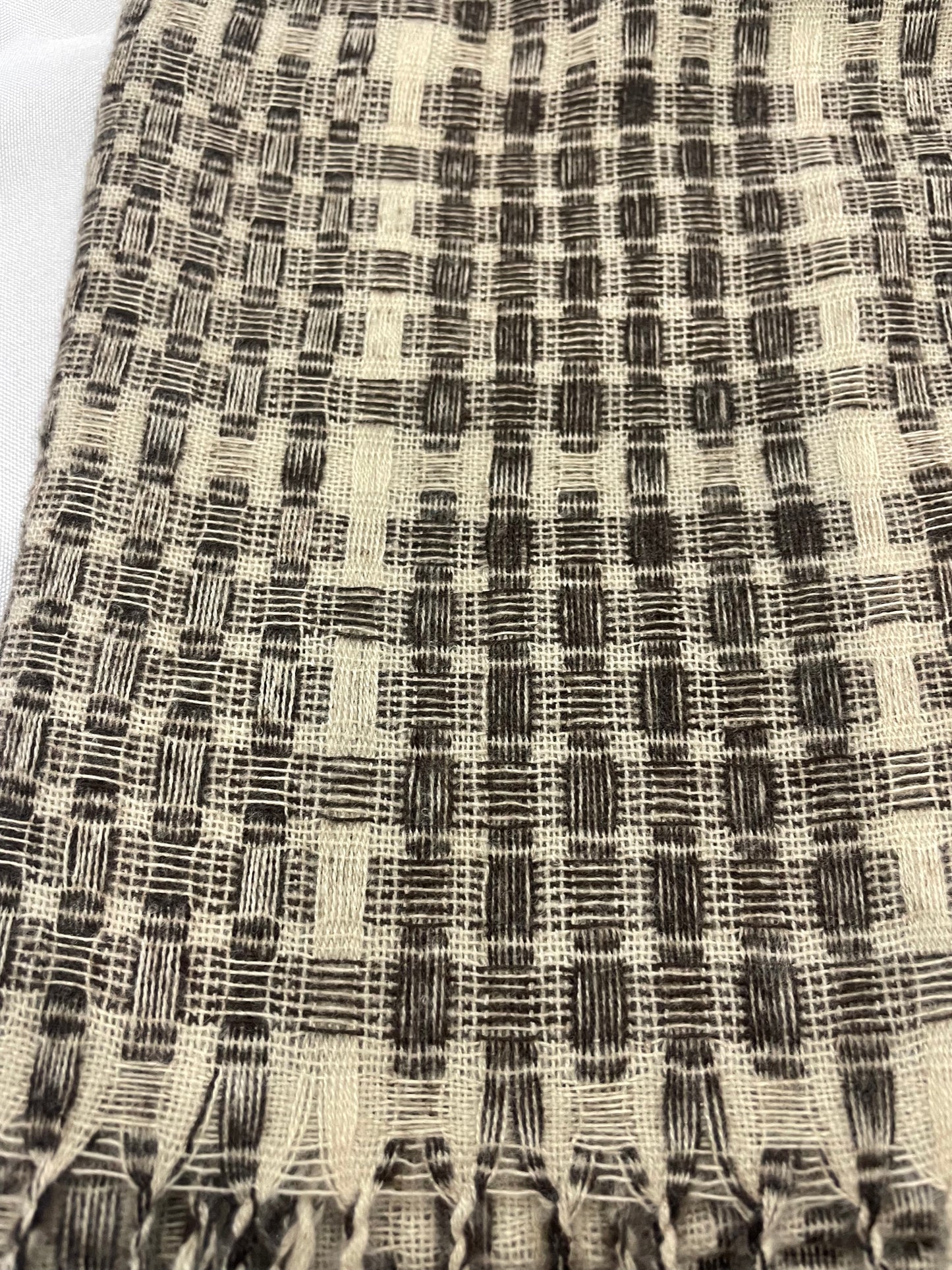 Warm brown and beige plaid fall winter scarf