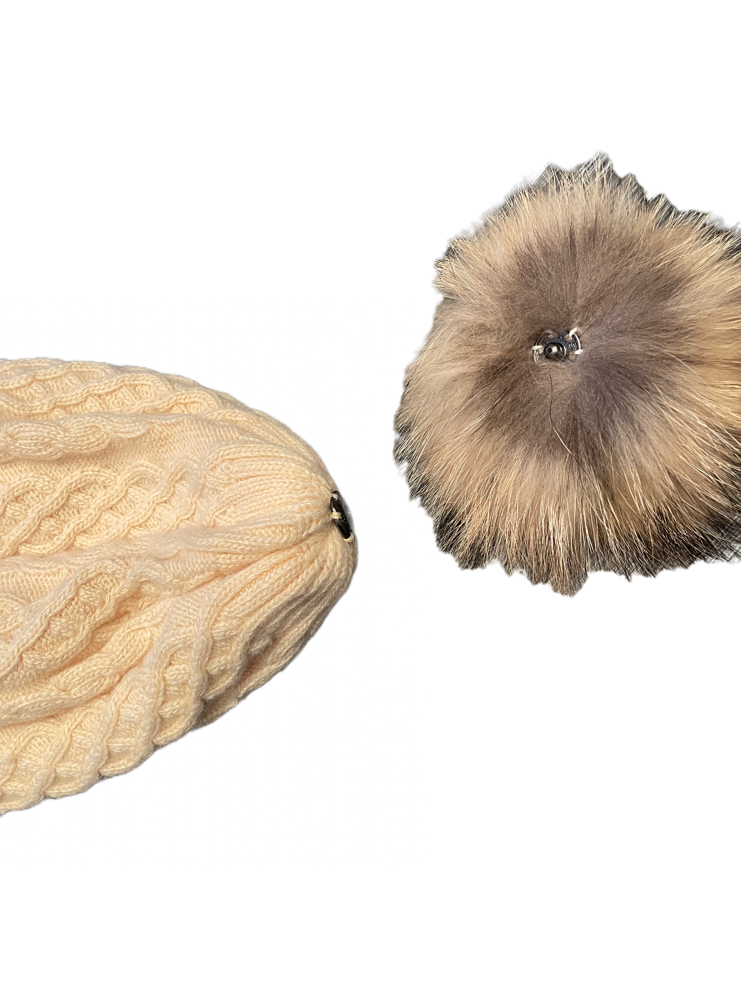 Off white/ cream cable slouched hat cashmere wool blend