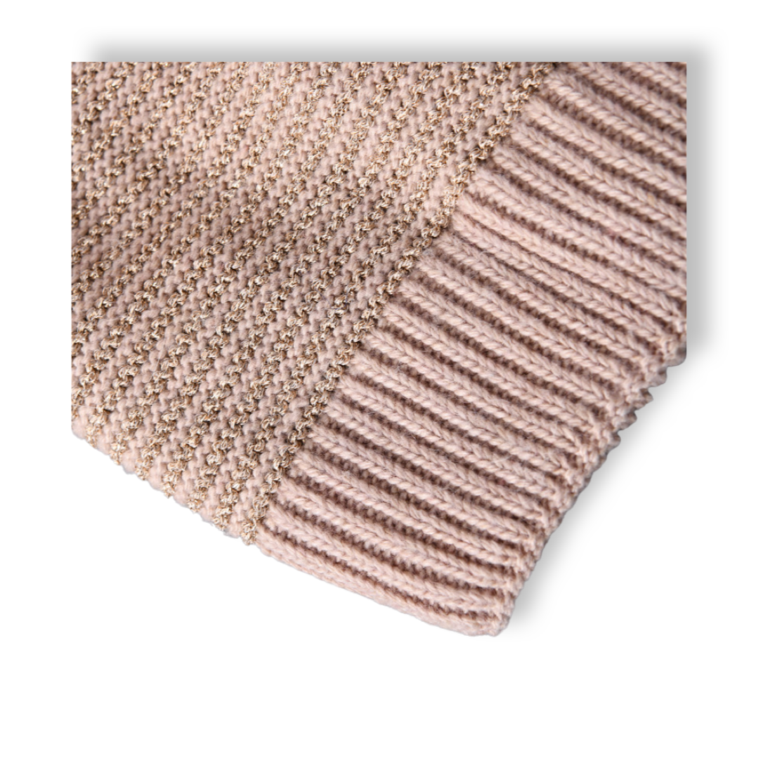 Lurex metallic knit striped slouchy hat