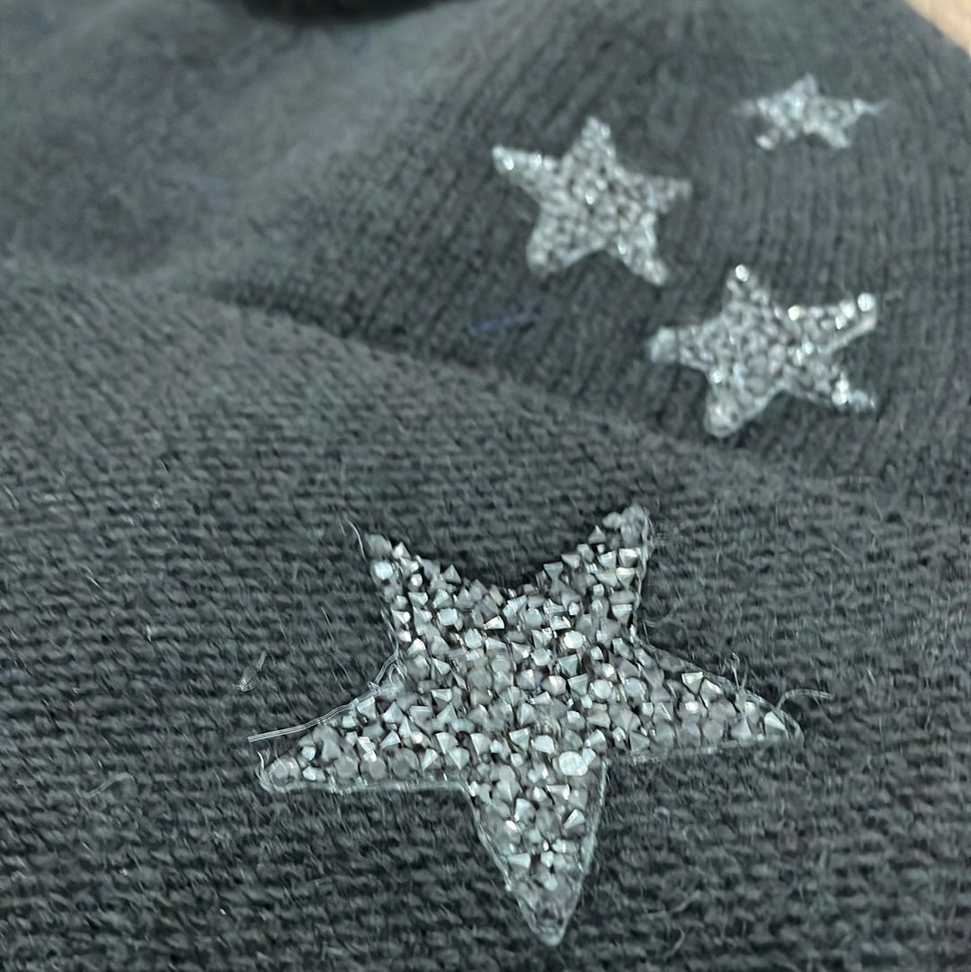 Star cashmere foldover beanie