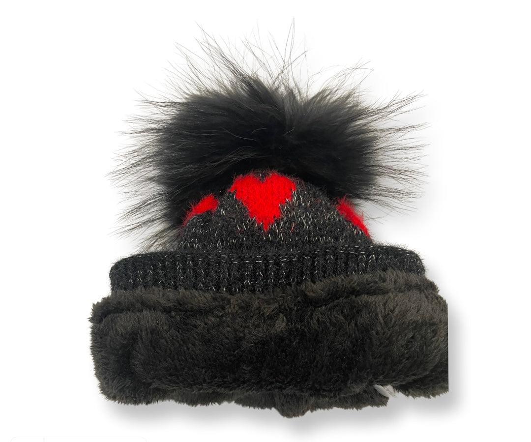 metallic heart printed hat