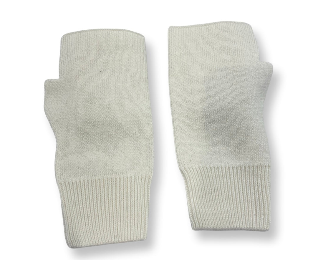 Faux fur front fingerless wool gloves