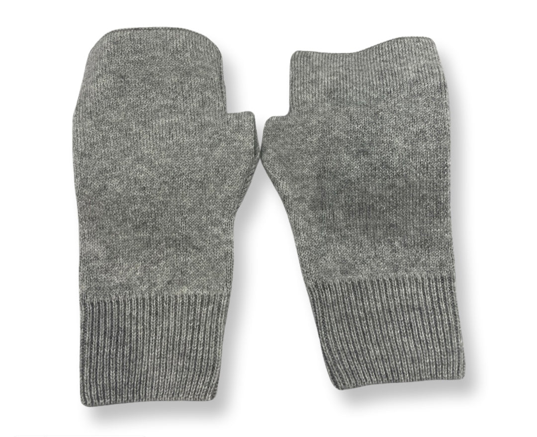 Faux fur front fingerless wool gloves