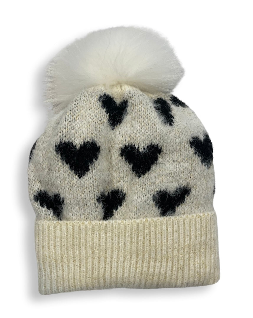 metallic heart printed hat