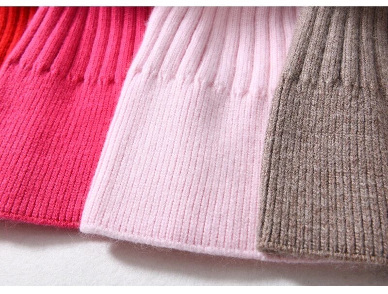 Angora cashmere blend kids size ribbed with real fur pom