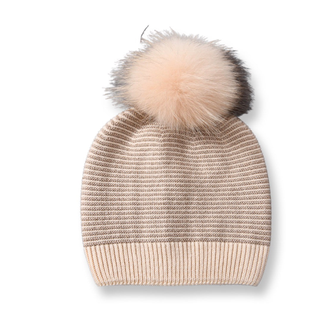 Lurex metallic knit striped slouchy hat