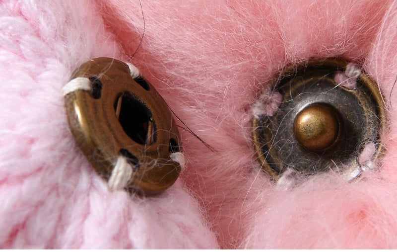 Angora cashmere blend kids size ribbed with real fur pom