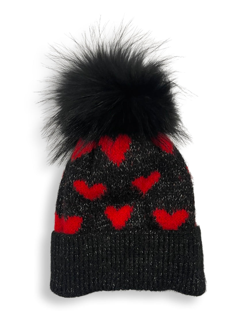 metallic heart printed hat