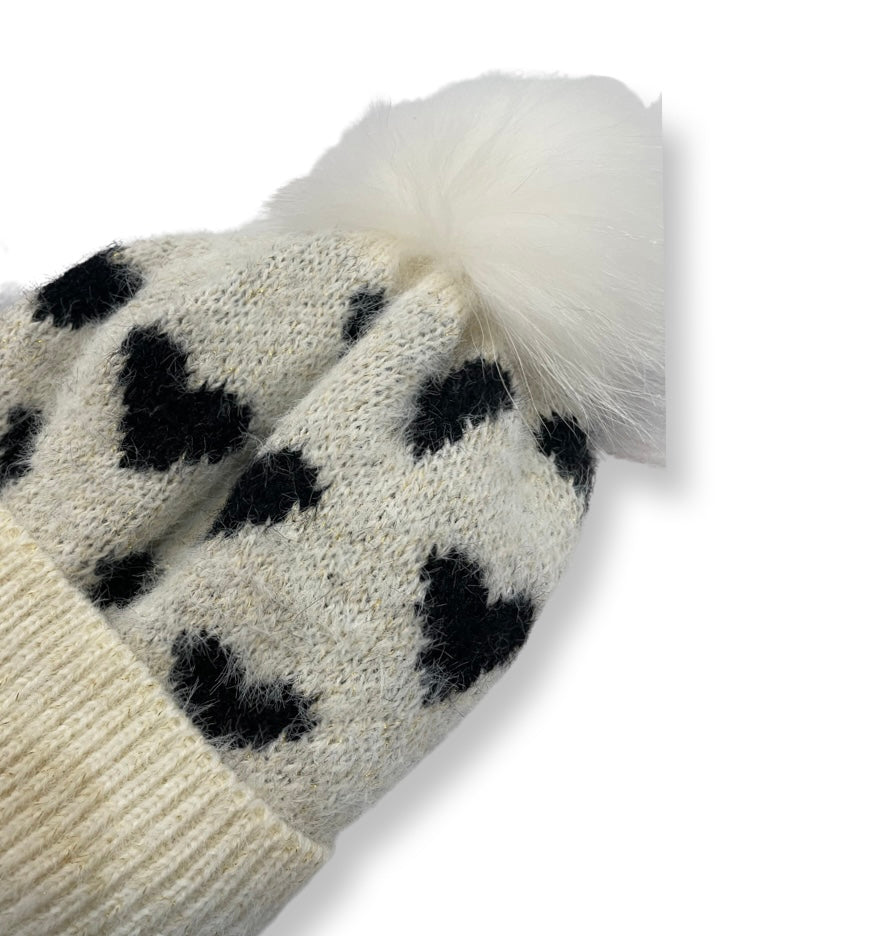 metallic heart printed hat