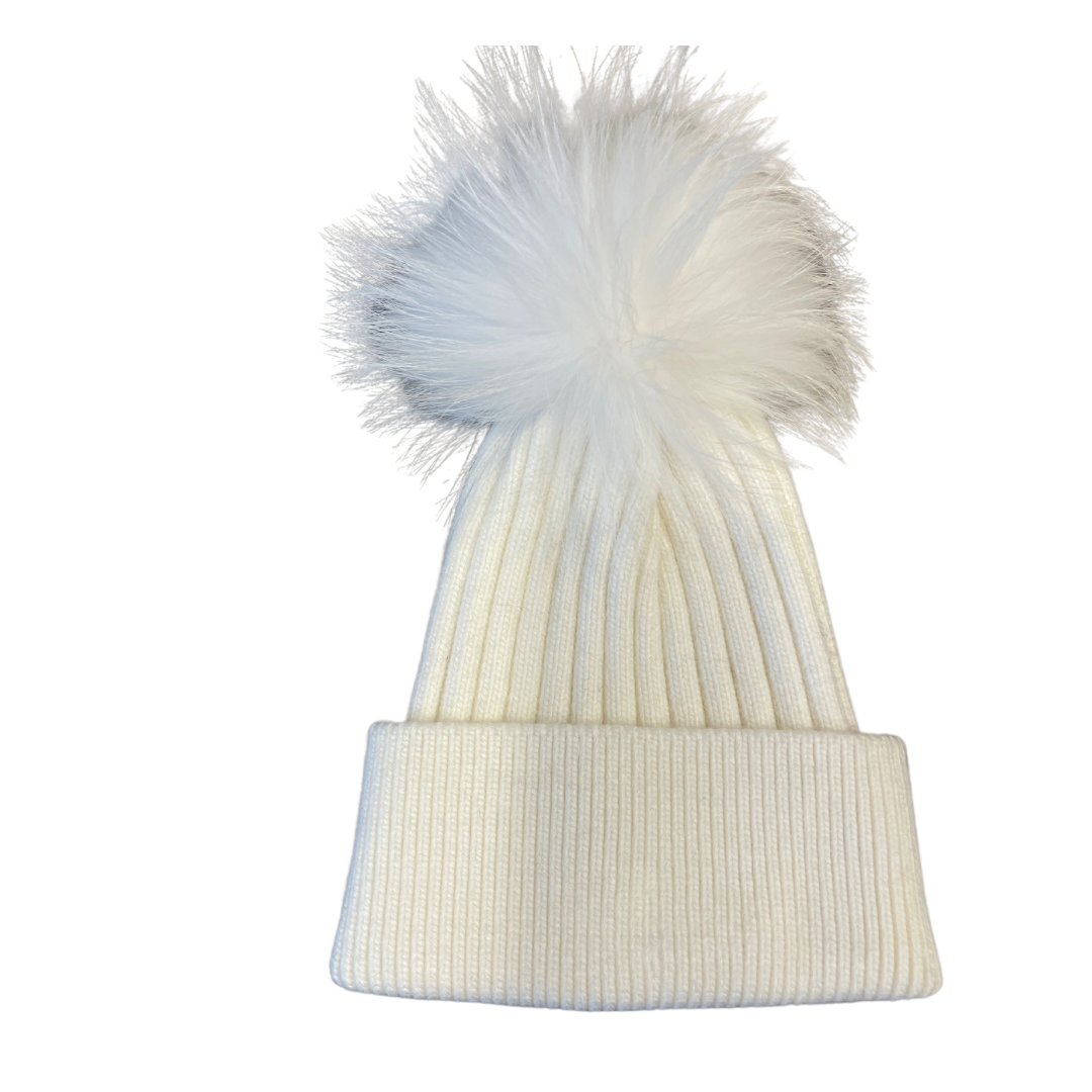 Adult size ribbed cashmere beanie