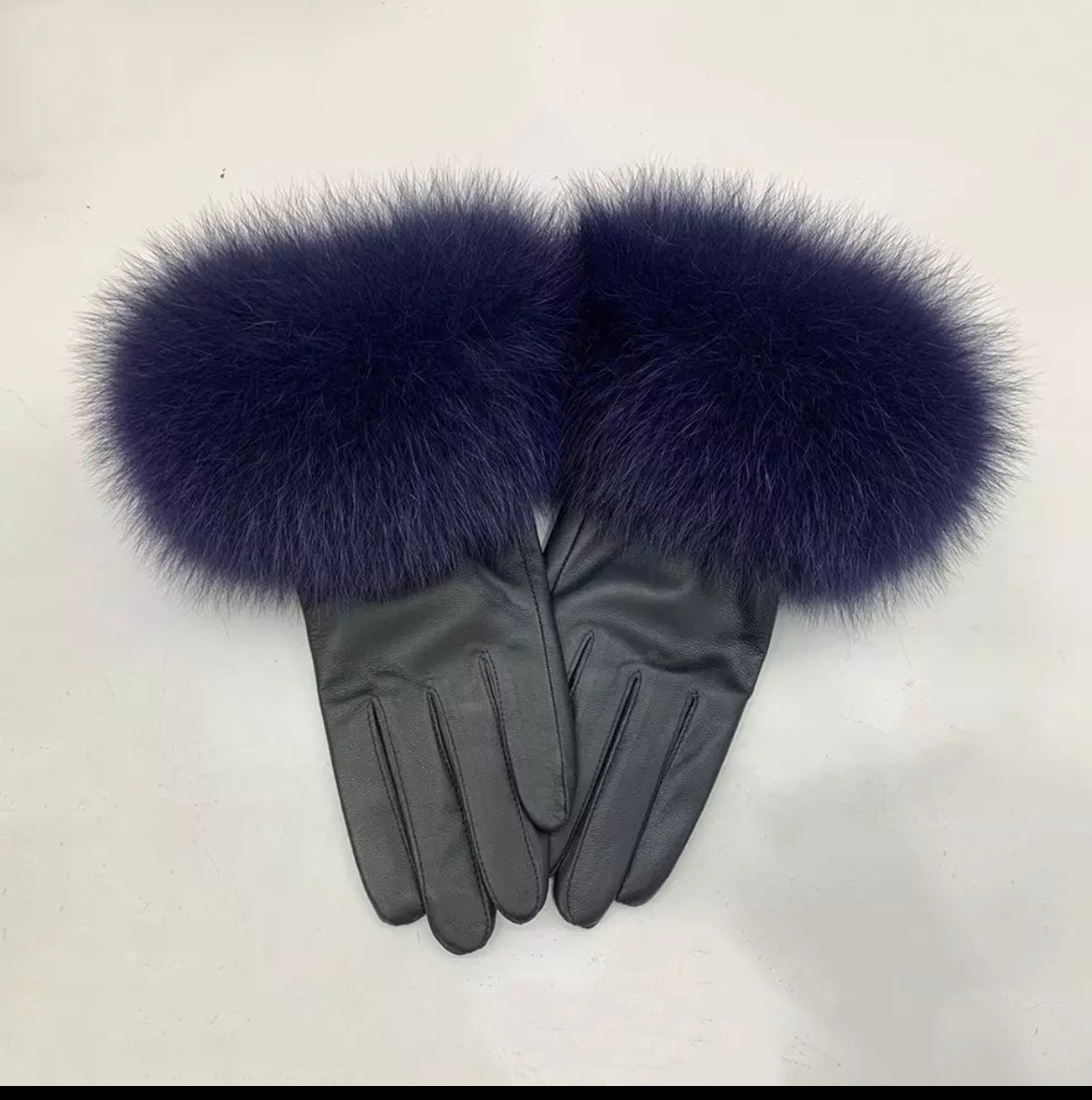 Fur trimmed leather glove