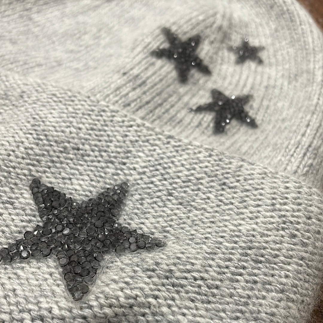 Star cashmere foldover beanie