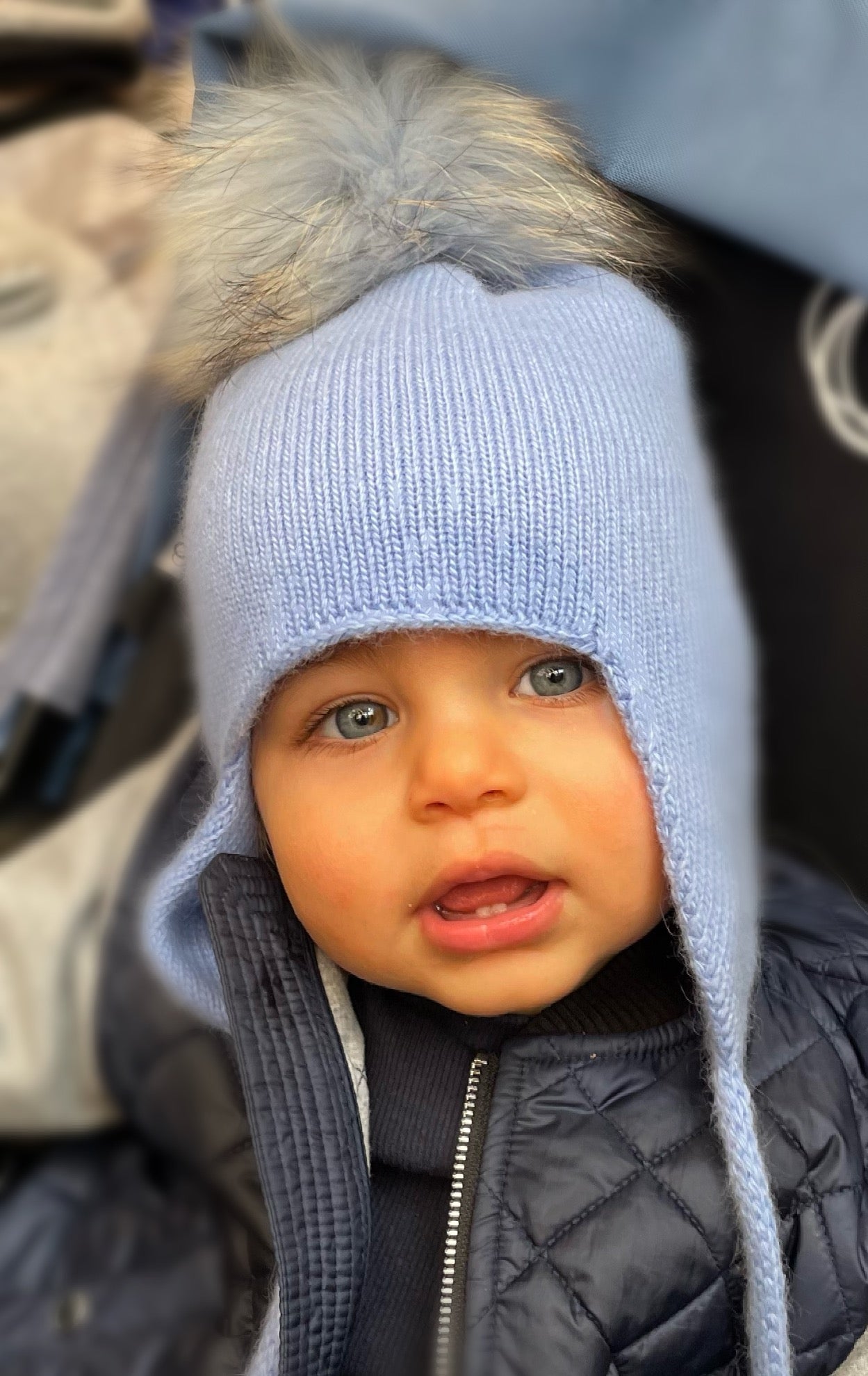 Kids size cashmere blend tassel hat