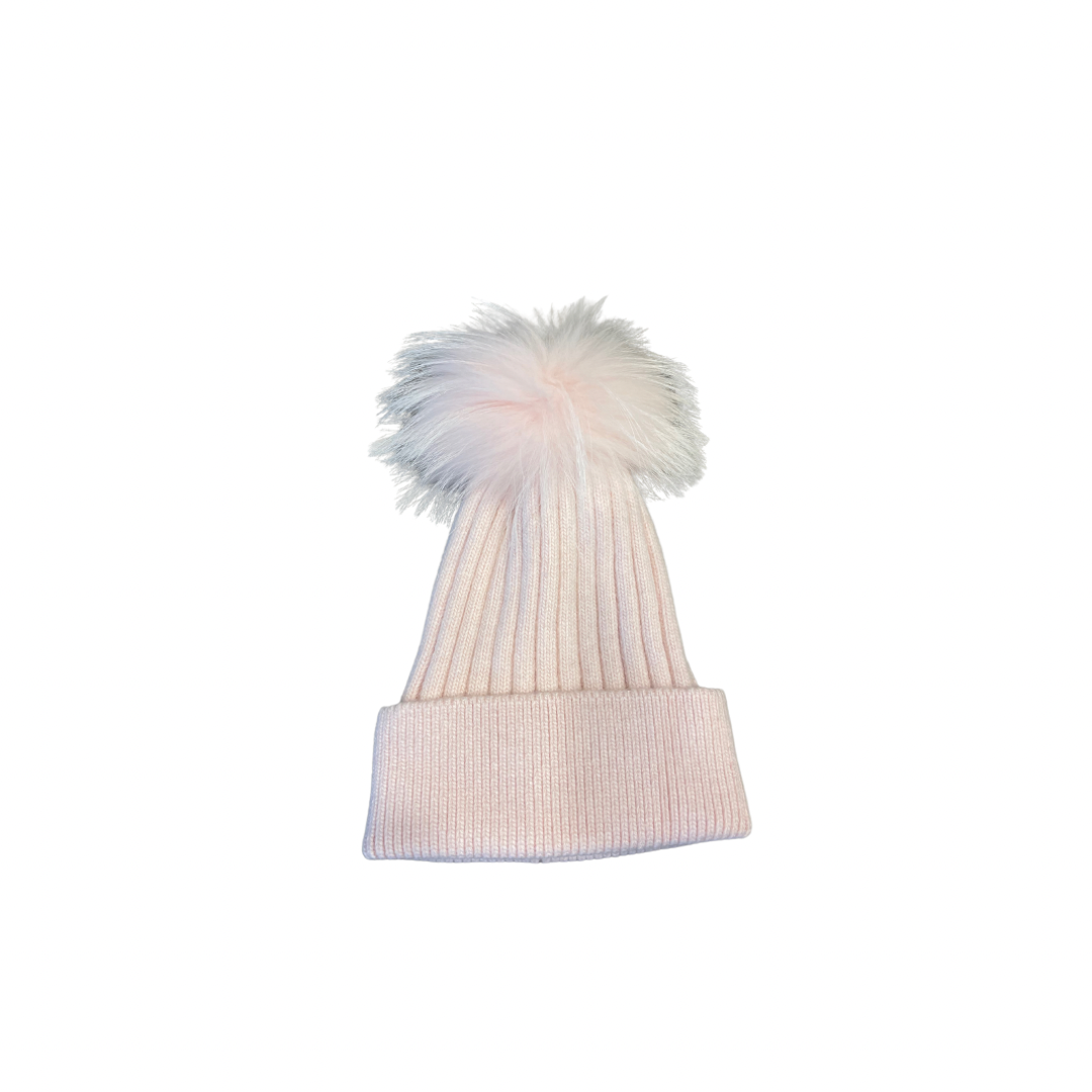 Adult size ribbed cashmere beanie