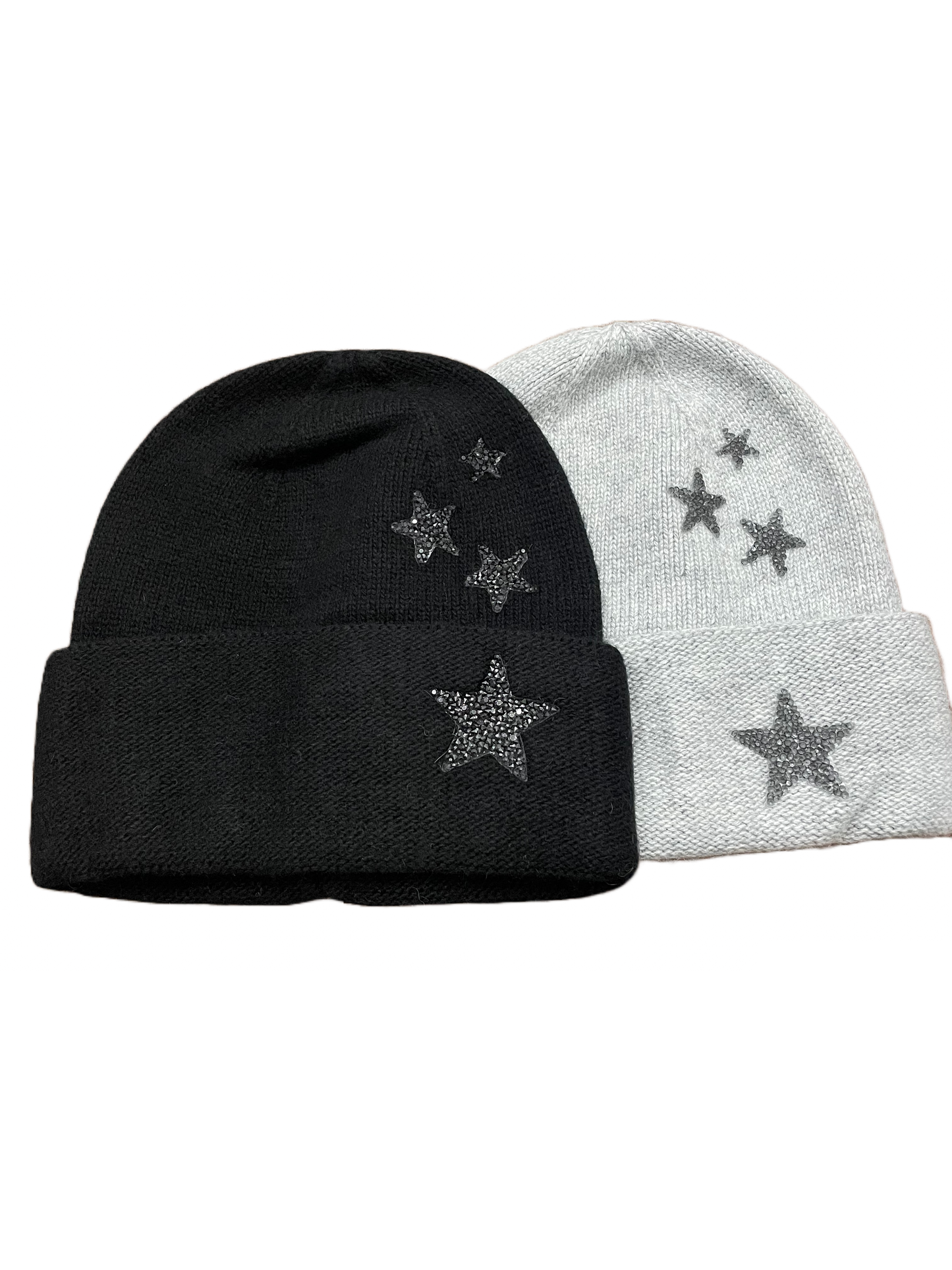 Star cashmere foldover beanie