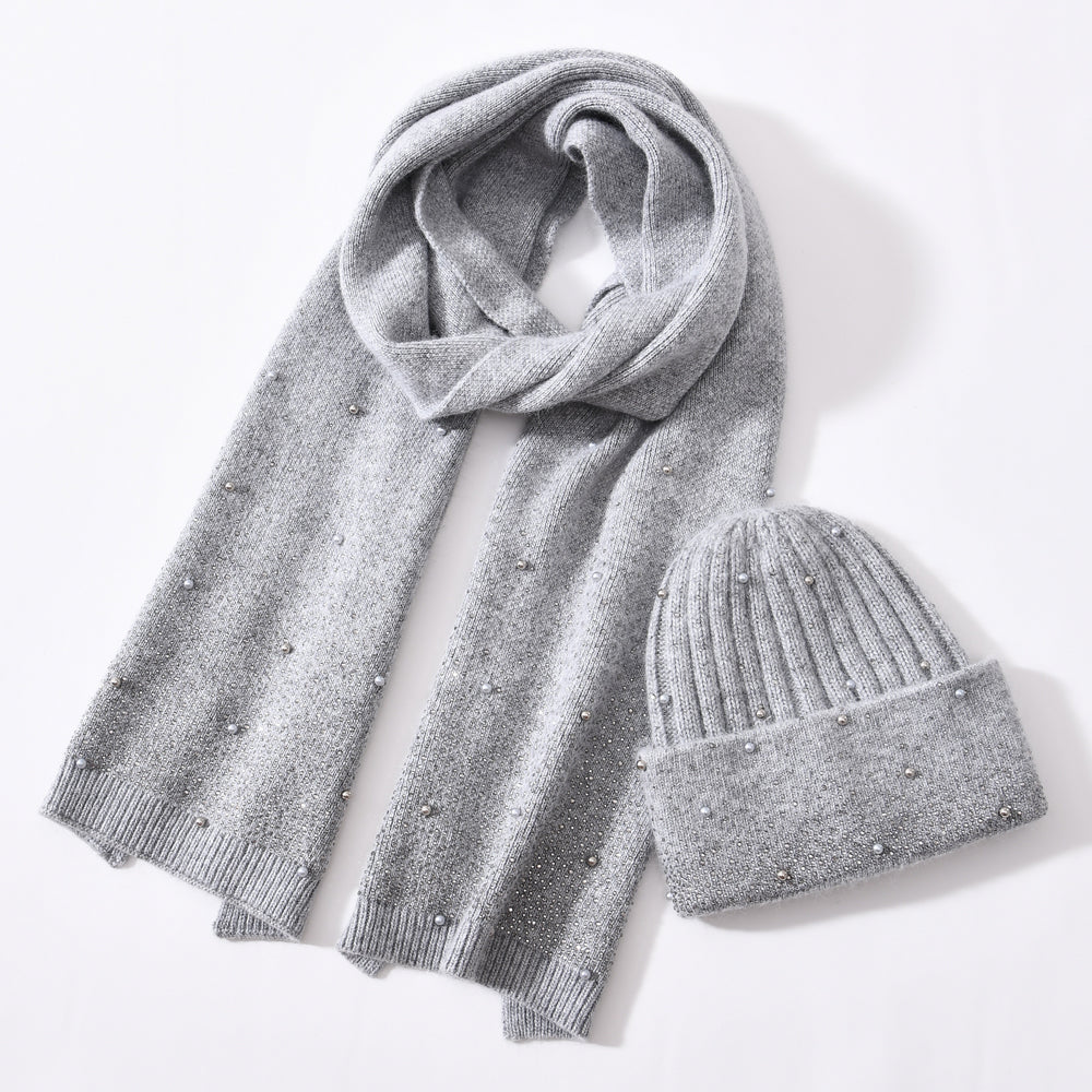 Crystal hat and scarf set