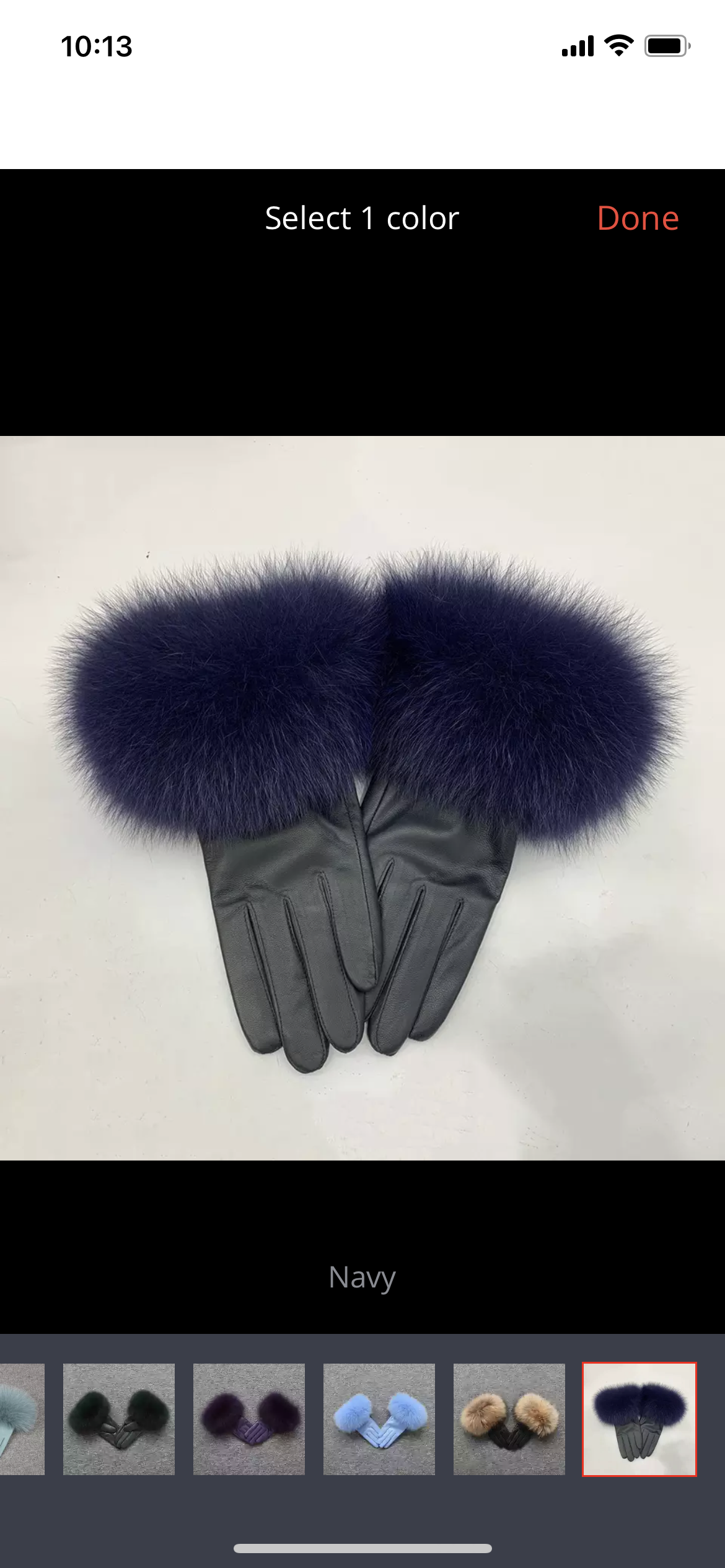 Fur trimmed leather glove