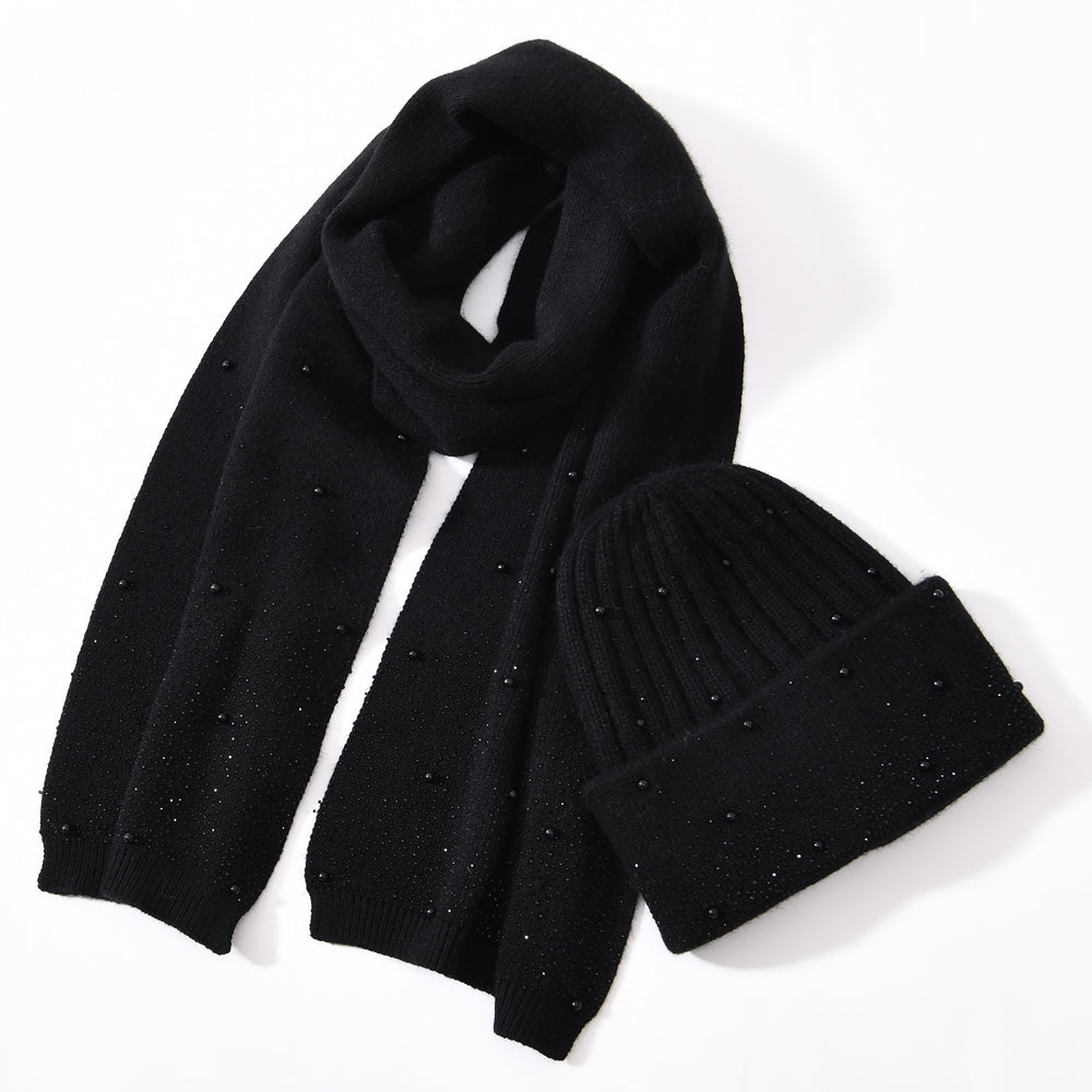 Crystal hat and scarf set
