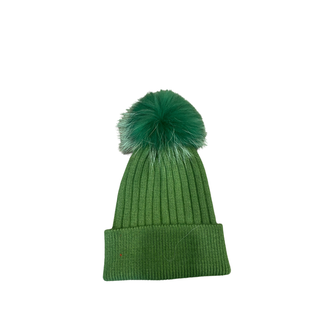 Adult size ribbed cashmere beanie