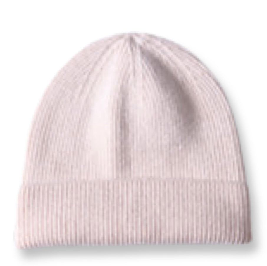 Unisex Cashmere ribbed beanie hat
