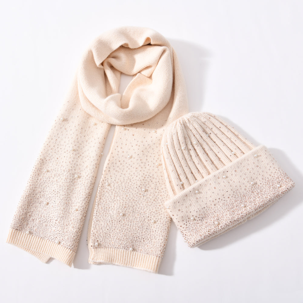 Crystal hat and scarf set