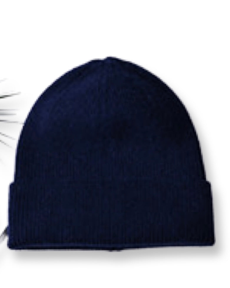 Unisex Cashmere ribbed beanie hat