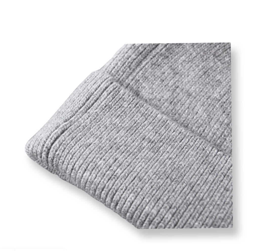 Unisex Cashmere ribbed beanie hat
