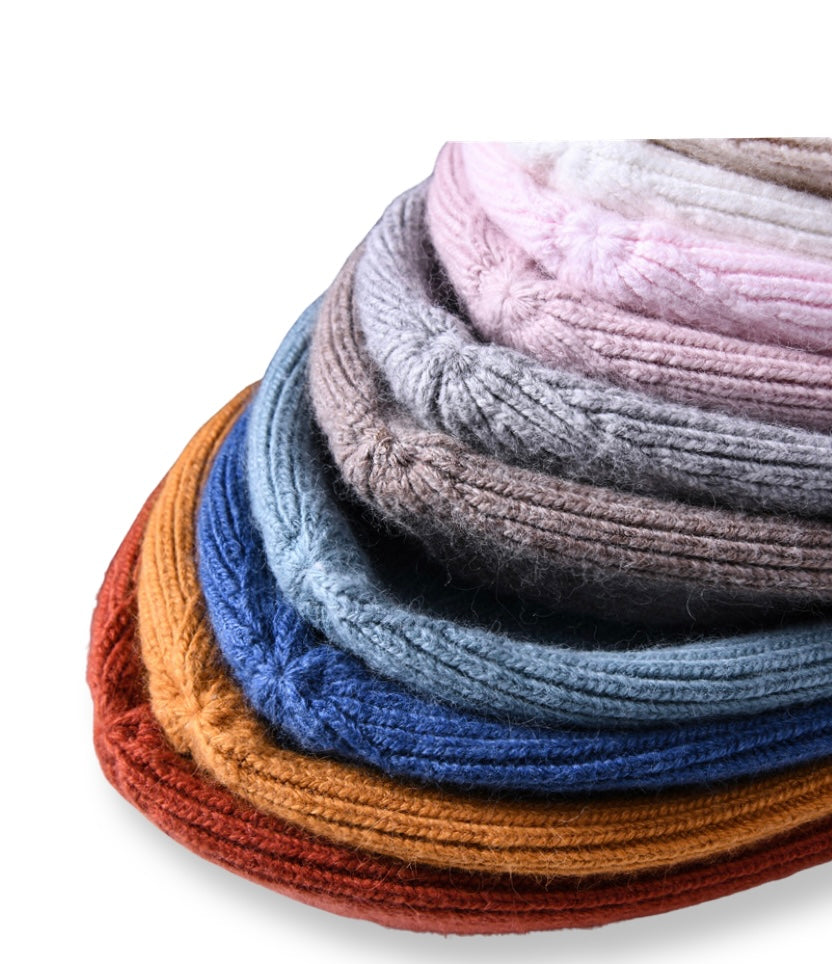 Unisex Cashmere ribbed beanie hat