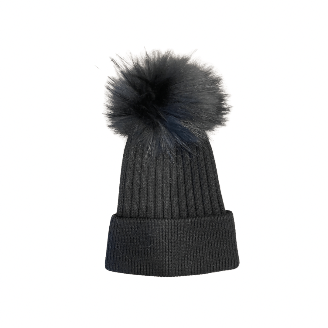 Adult size ribbed cashmere beanie
